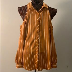 Boohoo cold shoulder striped blouse